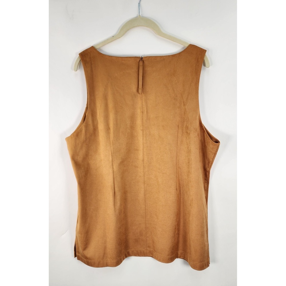 Soft Surroundings Constance Top Women's L Brown Sugar Faux Suede Embroidered View 3